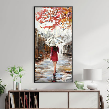 Rynx | Crimson Stroll on Rainy Day Canvas