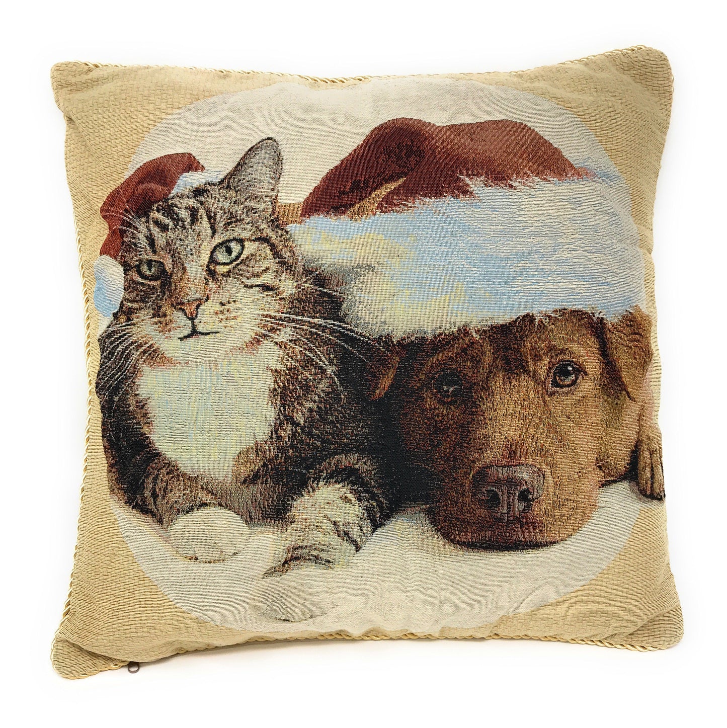 Rynx | Best Friend Pets Dog and Cat Christmas Tapestry Woven Throw Pillow Cover