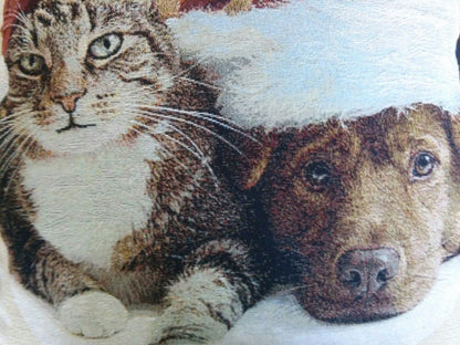 Rynx | Best Friend Pets Dog and Cat Christmas Tapestry Woven Throw Pillow Cover