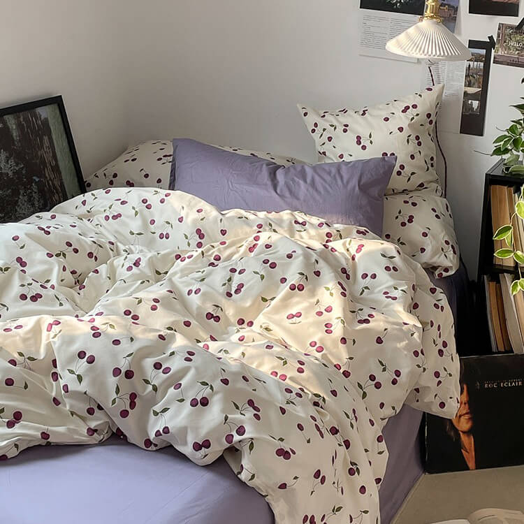 Rynx | Purple Cherries Bedding Set