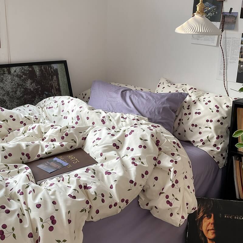 Rynx | Purple Cherries Bedding Set