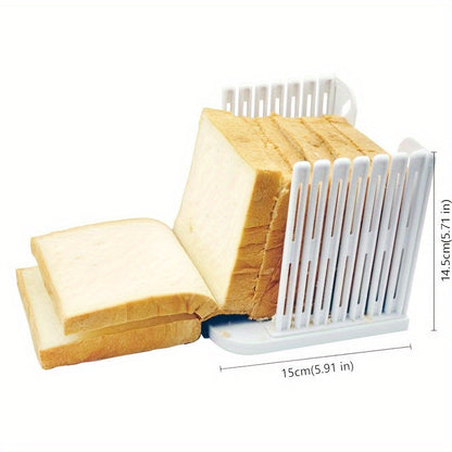 Rynx | Adjustable Bread Slicer - Foldable White Plastic Toast Cutting Guide for Uniform Loaf Slicing in Home Kitchen