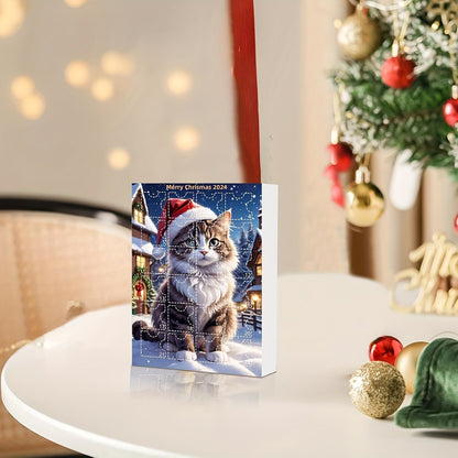 Rynx | Vintage Advent Calendar with Acrylic Cat Ornaments 2024, 24-Day Christmas Countdown for Cat Lovers