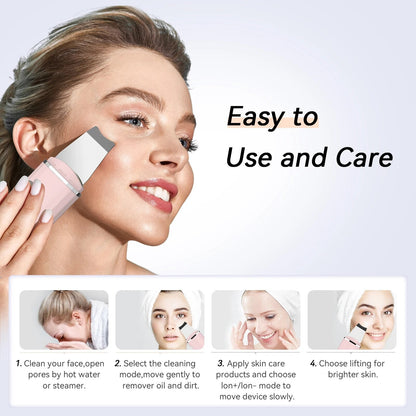 Rynx | Ultrasonic Skin Scrubber | Deep Cleansing Facial Peeling Spatula | Pore and Blackhead Removal Tool