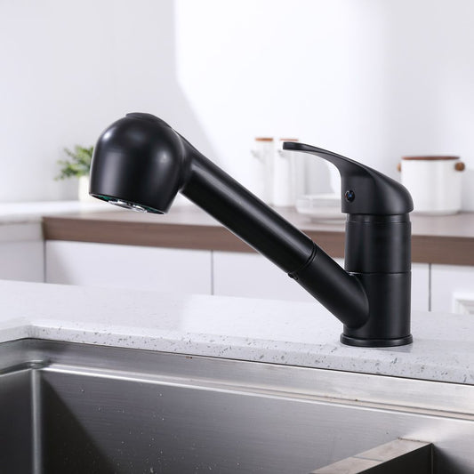 Rynx | Black Faucet Kitchen, Kitchen Faucets with 2 Spray Types Faucet with Pull-Out Spray, Mixing Valve Kitchen for Dual Sink
