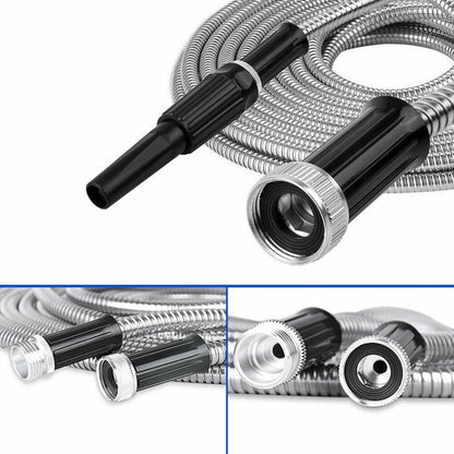 RYNX | 30m Garden Hose Stainless Steel Metal Super Tough & Flexible Water Hose