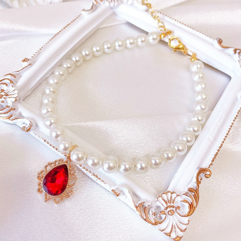 Rynx | Adjustable Pearl Pet Collar with Rhinestone Charm for Cats and Dogs