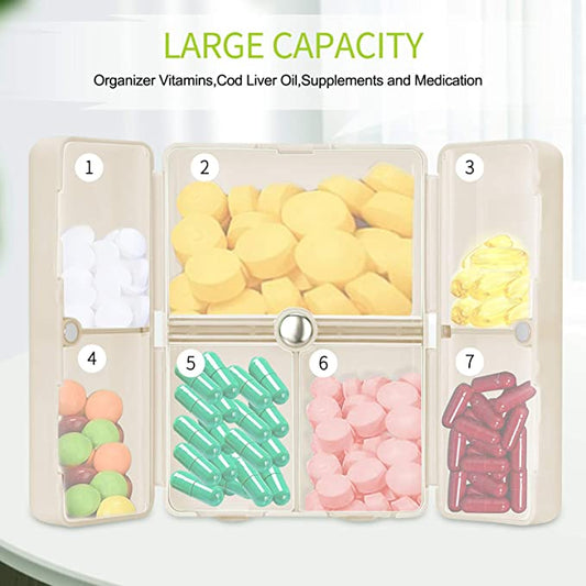 Rynx | Daily Pill Organizer – Portable 7-Compartment Box with Secure Magnetic Closure (3 Pieces)