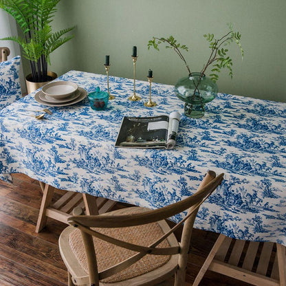 Rynx | Blue White Painted Tablecloth