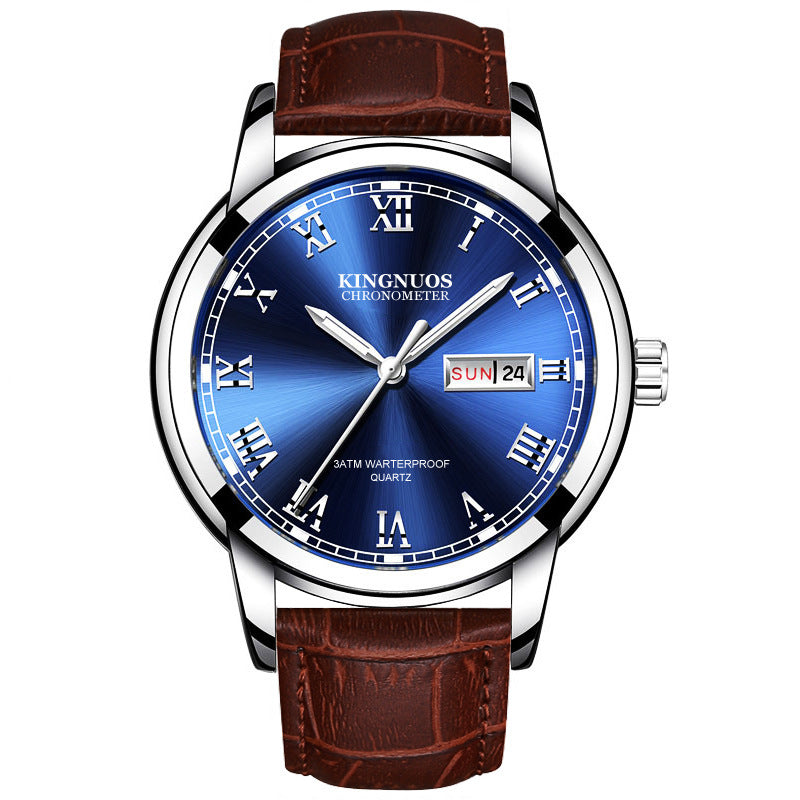 Rynx | Transnational Hot Double Calendar Steel Belt Watch Business Non-mechanical