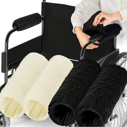 Rynx | 2 Pack Soft Wheelchair Armrest Covers – Non-Slip Protective Pads for Office Chair Arms, Comfort Travel Accessories – Black