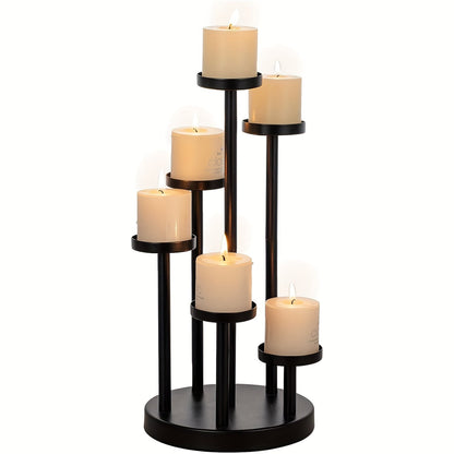 Rynx | Elegant Black Candelabra Table Decoration – 5-Column Candle Holder For Weddings, Parties, Dinner Table