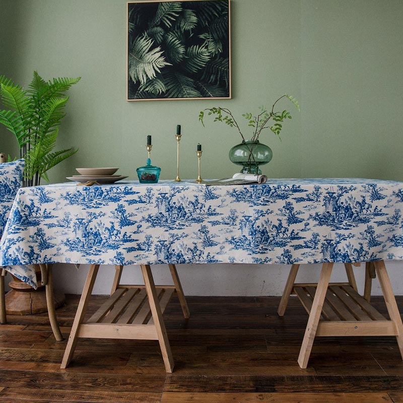 Rynx | Blue White Painted Tablecloth
