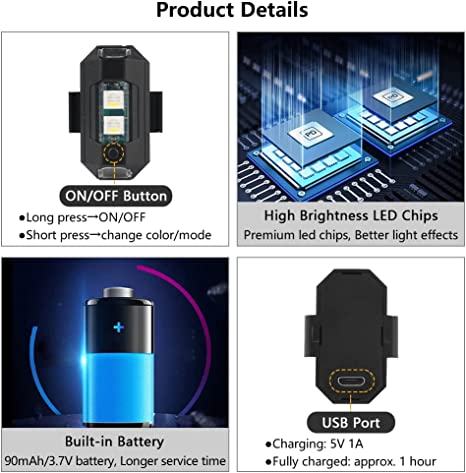 Rynx | 7 Colors LED Airplane Strobe Lights & USB Charger