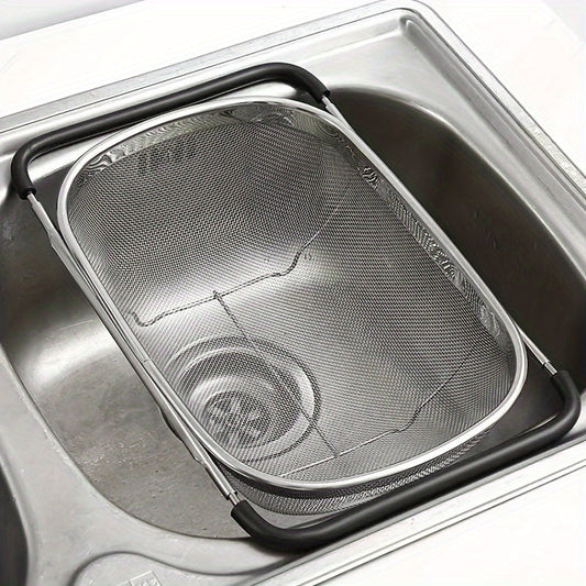 Rynx | Stainless Steel Sink Colander and Vegetable Washing Basket - Adjustable Strainer Rack for Fruits and Vegetables - Multifunctional Kitchen Gadgets and Accessories