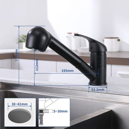 Rynx | Black Faucet Kitchen, Kitchen Faucets with 2 Spray Types Faucet with Pull-Out Spray, Mixing Valve Kitchen for Dual Sink