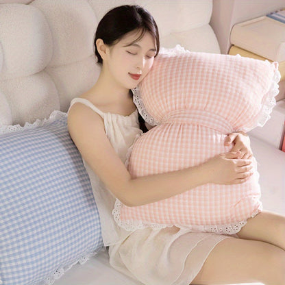 Rynx | Niedliches Schleifen-Karomuster-Wurfkissen - Minimalistischer Stil Dekokissen mit Spitzenborte, 100% Polyester, Maschinenwaschbar für Wohnzimmer, Schlafzimmer & Rücksitz des Autos - Pink, Blau, Grün, Gelb, Gemütliche Wohnakzente | Polye