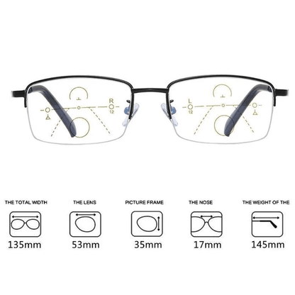 Rynx | Titanium Progressive Distance and Near Range Dual-Use Reading Glasses