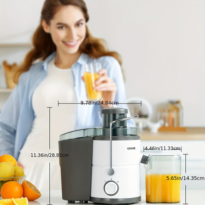Rynx | 800W GDOR Power Centrifugal Juicer - 3" Wide Feed Chute, Dual Speed Settings, Anti-Drip, BPA-Free | Efficient Juice Maker for Fruits and Vegetables | Easy Cleaning, Compact Design - White