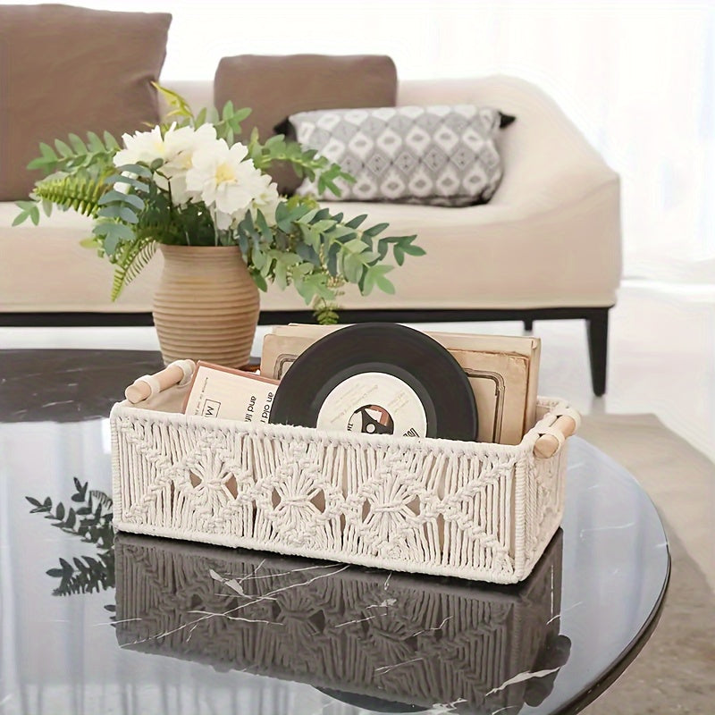 Rynx | Boho Storage Basket – Handmade Woven Organizer for Bathroom, Bedroom, and Living Room