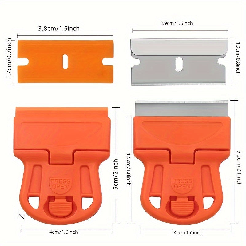 Rynx | 2pcs Mini Razor Blades Scraper - Removes Decals, Stickers, Old Glue, Glass and Car Window Film, Paint, Labels, and Debris
