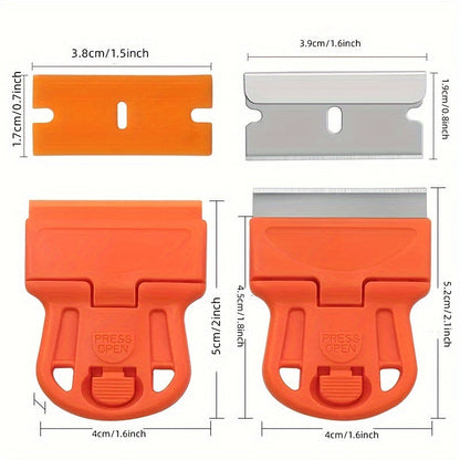 Rynx | 2pcs Mini Razor Blades Scraper - Removes Decals, Stickers, Old Glue, Glass and Car Window Film, Paint, Labels, and Debris