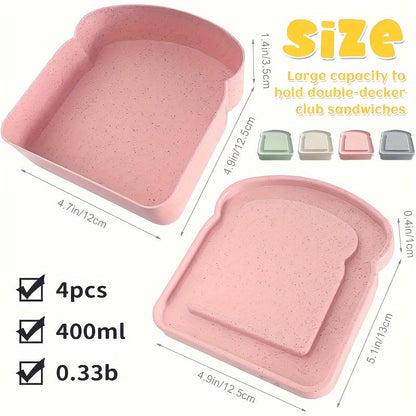 Rynx | 4Pcs Square Reusable Sandwich Containers – BPA Free, Leak-Proof Lunch Boxes for Students & Adults, Perfect for Eid Al-Adha Celebrations