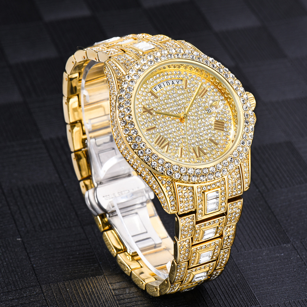 RYNX | Calendar Quartz Watches Luxury Full Diamond Watches For Men