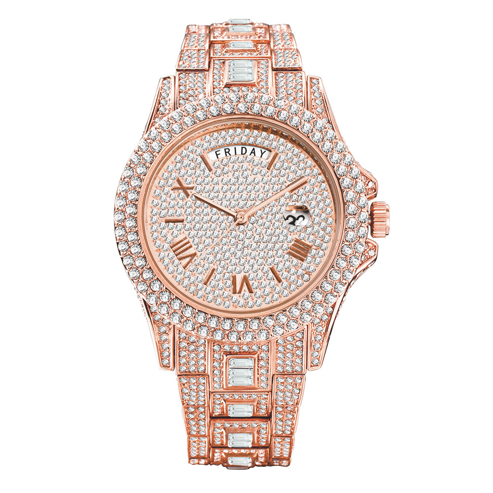 RYNX | Calendar Quartz Watches Luxury Full Diamond Watches For Men