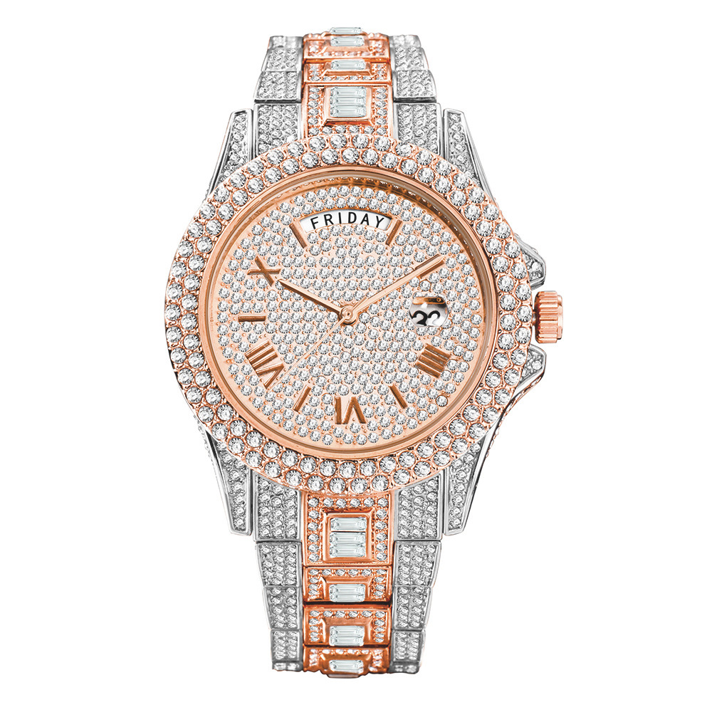 RYNX | Calendar Quartz Watches Luxury Full Diamond Watches For Men