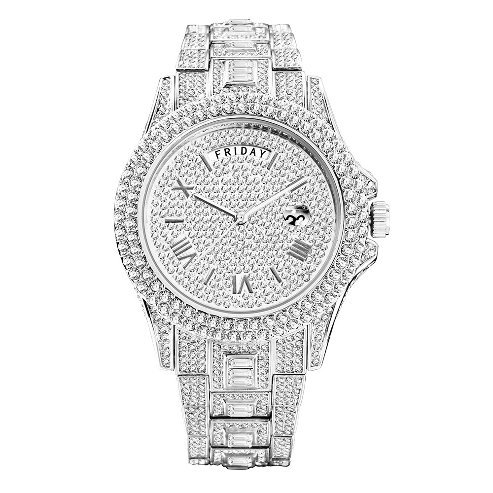 RYNX | Calendar Quartz Watches Luxury Full Diamond Watches For Men