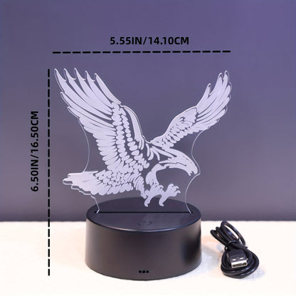 Rynx | EagleLight - 3D LED Night Light with Touch Control, 7 Colors USB Table Lamp