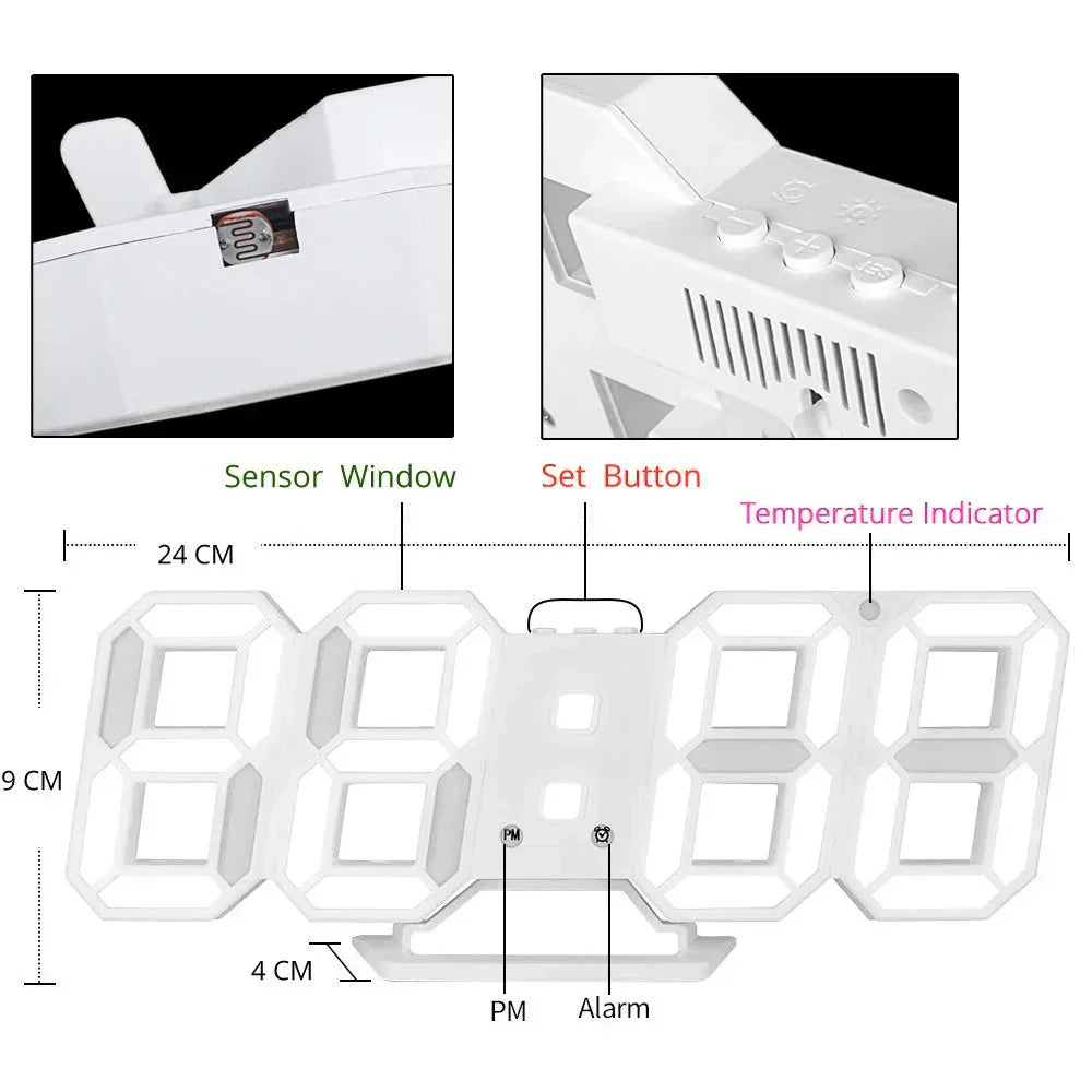RYNX | 3D LED Wall Clock | Modern Digital Clock | Dimmable LED Light | Stylish Wall Decor
