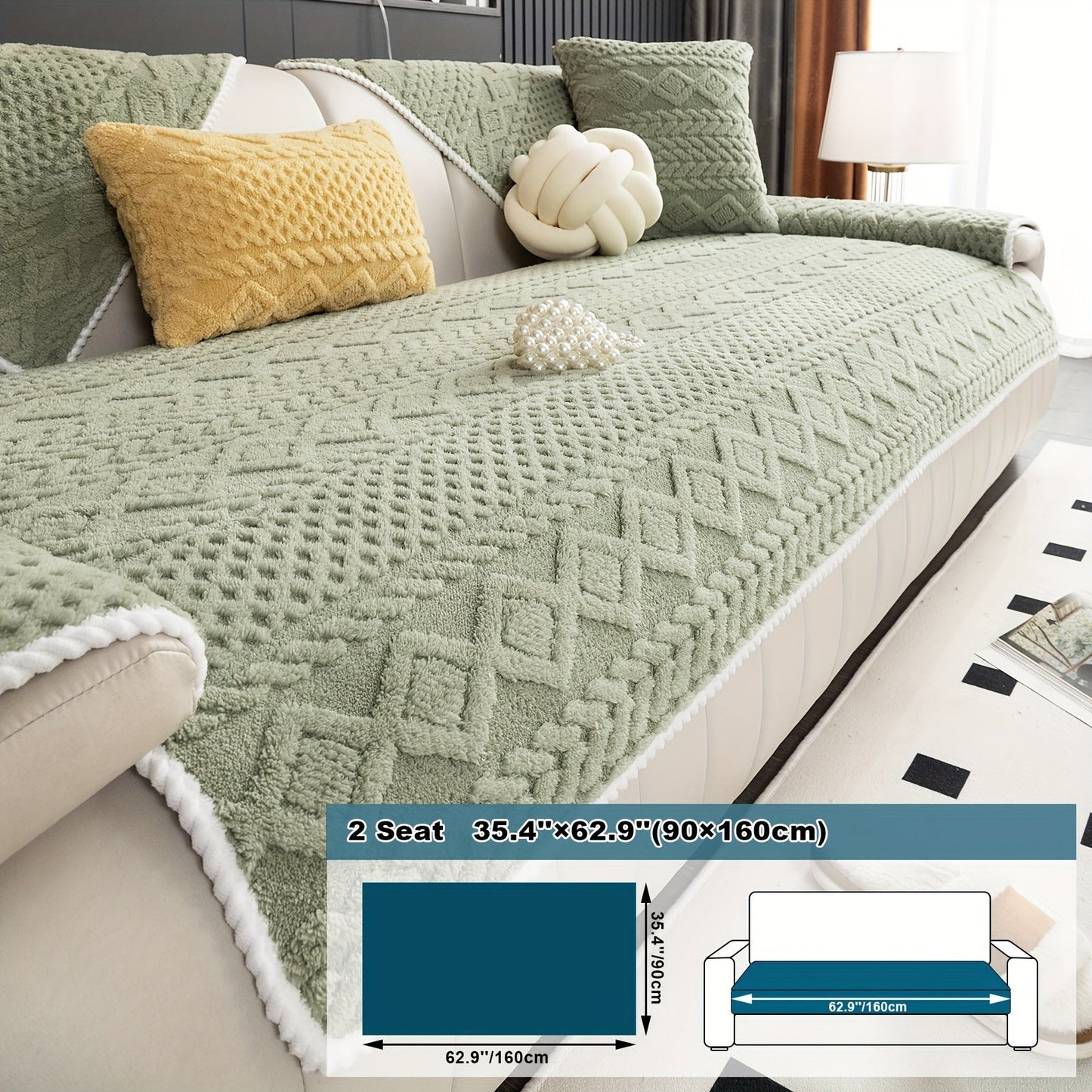 Rynx | 1pc Sofa Slipcover - Pet Dog Friendly, Fuzzy Non-Slip, Breathable Sofa Cover for Bedroom, Office, Living Room Decor