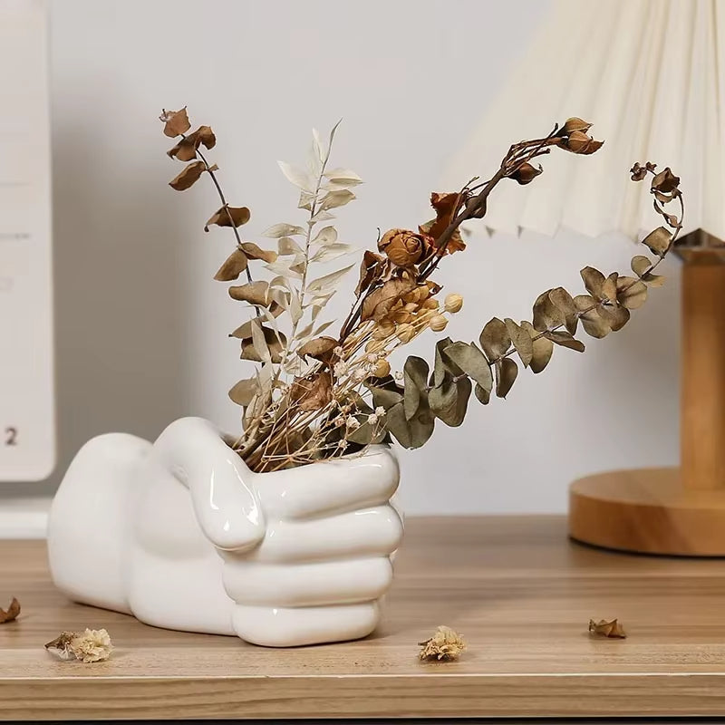 Rynx | Artistic Hand Gesture Ceramic Tabletop Flower Vase