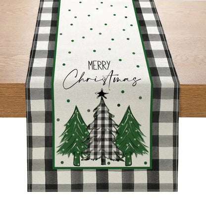 Rynx | Linen Christmas Table Runner Snowman Christmas Tree Home Dining Table Cloth Tablecloth 2023 Christmas Noel Christmas Decorations 2024