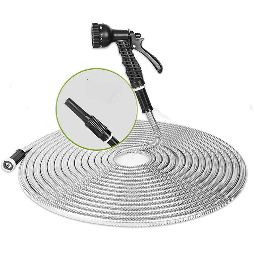 RYNX | 30m Garden Hose Stainless Steel Metal Super Tough & Flexible Water Hose