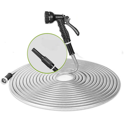 RYNX | 30m Garden Hose Stainless Steel Metal Super Tough & Flexible Water Hose