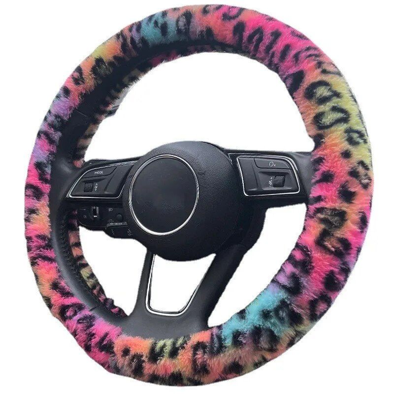 Rynx | Universal Plush Leopard Car Steering Wheel Cover