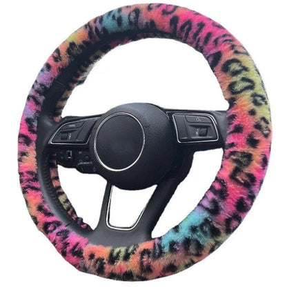 Rynx | Universal Plush Leopard Car Steering Wheel Cover