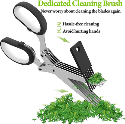 Rynx | Herb scissors with multiple blades in stainless steel, quick cutting scissors kitchen tool