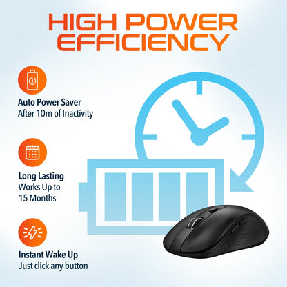 Rynx | Delton S8 Ergonomic Optical Wireless Mouse Computer Pointing Device with Automatic Pairing USB Dongle