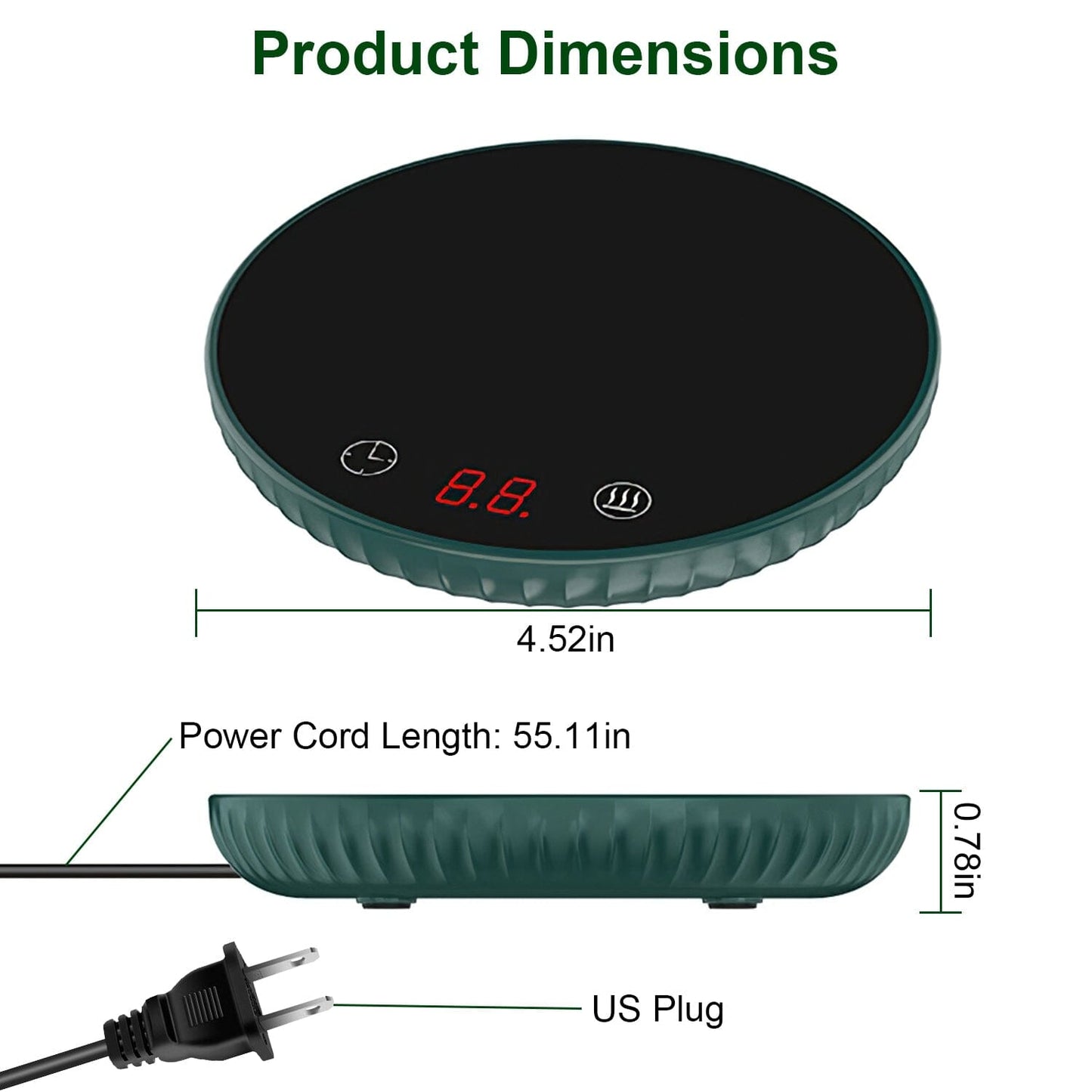Rynx | Desk Electric Cup Warmer Automatic Overheat Protection Smart Timer Setting