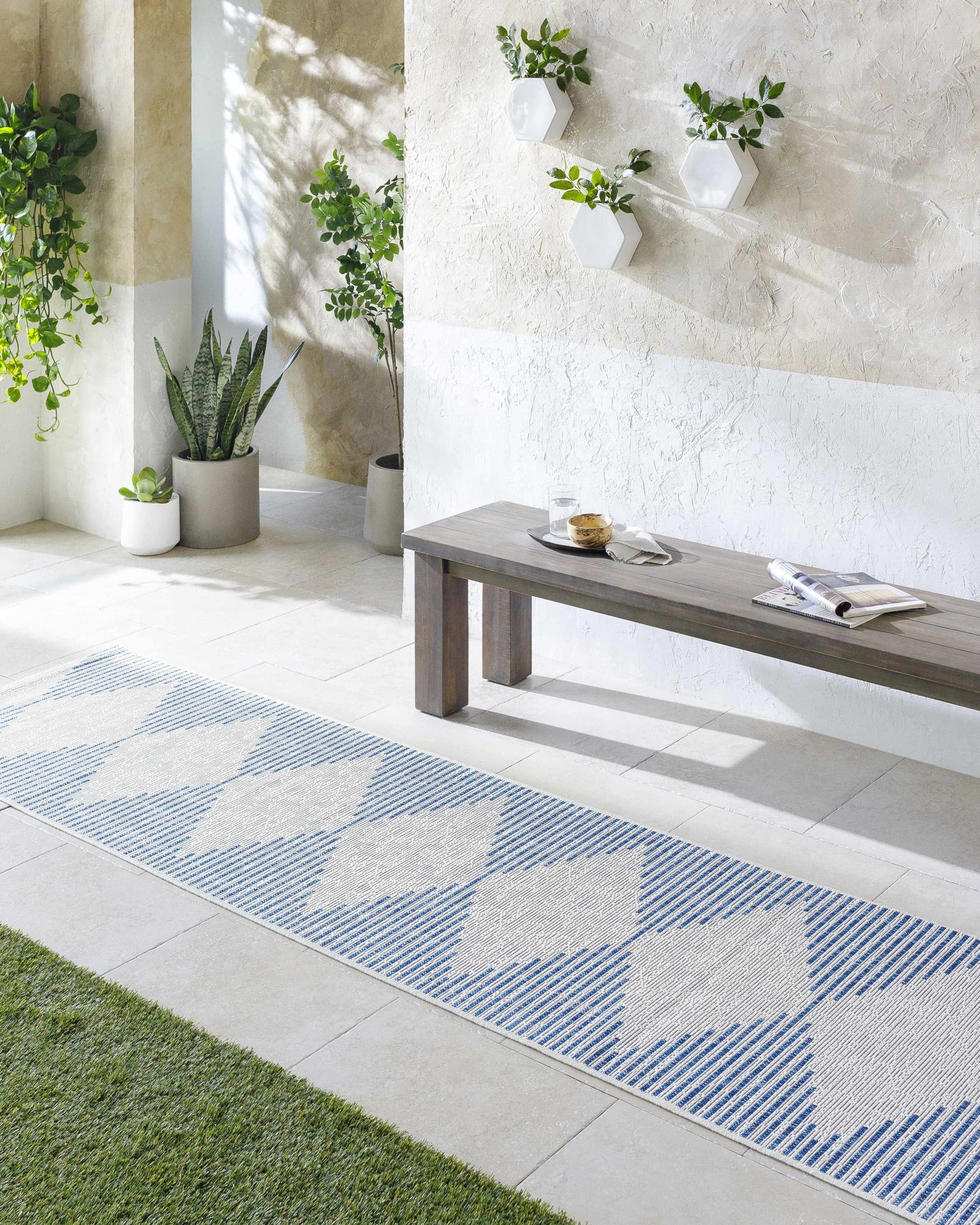Rynx | Blue and Cream Outdoor Carpet