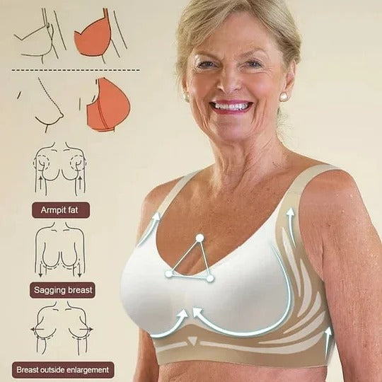 RYNX | Curvafit Super Collection Bra | Wireless Push-Up Bra | No More Sagging Breasts Beige*3 pieces