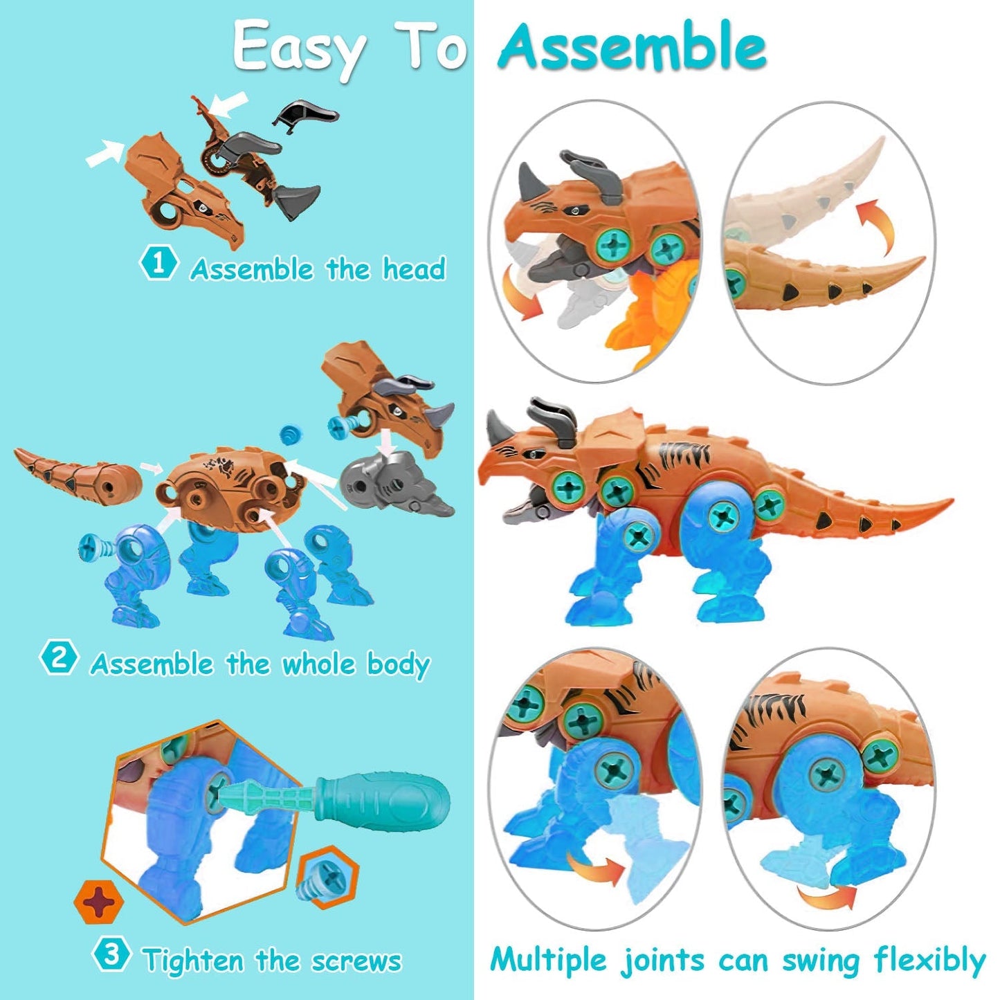 Rynx | DIY Dinosaur Construction Building Blocks Assembly Toy with Electric