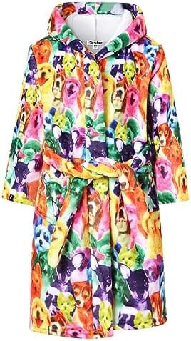 Rynx | Dog Pattern Girls' Bathrobes Children's Hooded Coats