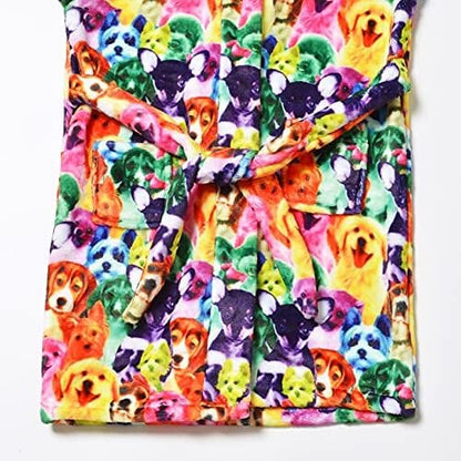Rynx | Dog Pattern Girls' Bathrobes Children's Hooded Coats