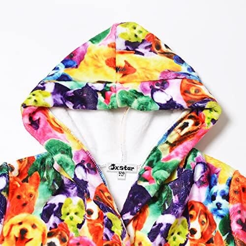 Rynx | Dog Pattern Girls' Bathrobes Children's Hooded Coats