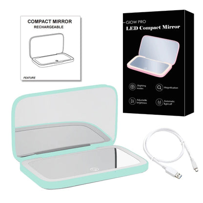 RYNX | Mini Led 10X Magnification Cosmetic Mirror With Different Light Settings, Usb Rechargeable